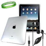 Apple Ipad Accessories Kit: ** White / Clear ** Rubberized Case Skin Cover+ iPad Earphones with Mic + Vangoddy Live * Laugh * Love Wrist band