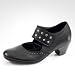 Rieker Damen Pumps Minesota-Leder/Bogota, KV, Lederdecksohle, 40 mm Absatz,- Farbe: Sarah 
schwarz/silver- Artikelnummer: EH360221
