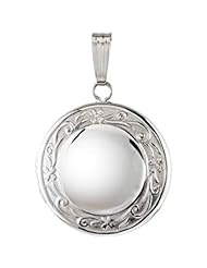 Round Locket with Floral Design in Sterling Silver