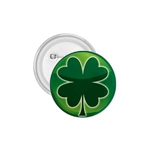 1.75 Inch Button of Green Shamrock (Celtic, Club, Gold, Irish, Ireland, Little, Charm, Cross, Four...