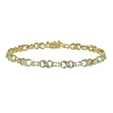 18k Gold Overlay Sterling Silver Genuine Blue Topaz X O Bracelet w  Diamond-Accent, 7.25