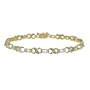 18k Gold Plated Sterling Silver Blue Topaz X/O Bracelet with Diamond-Accent, 7.25"
