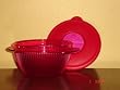 Tupperware Rock 'N Serve Round Bowl 1 2/3 Cup- Candy Cane Red.