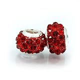 2 (Two) Birthstone July Ruby Red Rhinestone Rhinestone spacer Beads Pandora Troll Chamilia Biagi Bead Compatible by Pro Jewelry