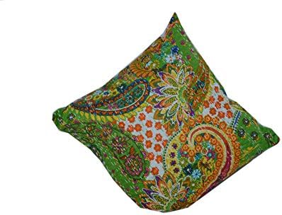 5PEC SET INDIAN HANDMADE PRINTED COLORED KANTHA PILLOW COVER SOFA COUCH CUSHION COVER