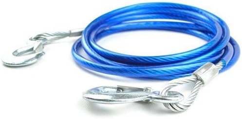 Car Towing Cable Rope 4m 5 Tons 8mm Dia Vehicle Van Tow Pull Strap with Heavy Duty Hooks Emergency Secure