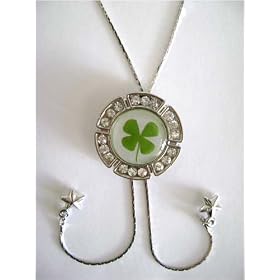 4 Leaf Clover Bolo Slide Necklace Circular Pendent