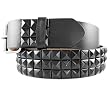 GENUINE LEATHER SNAP ON BLACK STUDDED BELT FITS ANY BUCKLE