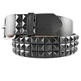 GENUINE LEATHER SNAP ON BLACK STUDDED BELT WITH A DETACHABLE BUCKLE FITS ANY BUCKLE