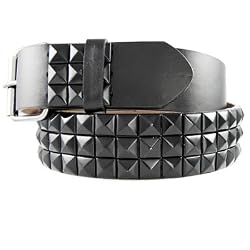 GENUINE LEATHER SNAP ON BLACK STUDDED BELT FITS ANY BUCKLE