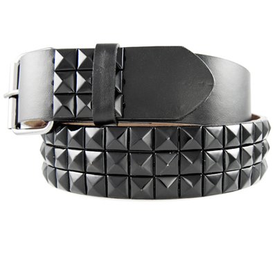 GENUINE LEATHER SNAP ON BLACK STUDDED BELT WITH A DETACHABLE BUCKLE FITS ANY BUCKLE