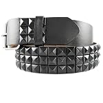 GENUINE LEATHER SNAP ON BLACK STUDDED BELT WITH A DETACHABLE BUCKLE FITS ANY BUCKLE