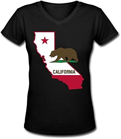 California Skull Flag Women Fashionable V-neck Short Sleeve Clothing