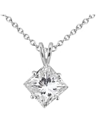 0.75ct. Princess-Cut Diamond Solitaire Pendant in 14K White Gold (I, SI2-SI3)