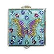 Blue Butterfly Square Bejeweled Compact Mirror