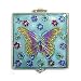 Blue Butterfly Square Bejeweled Compact Mirror