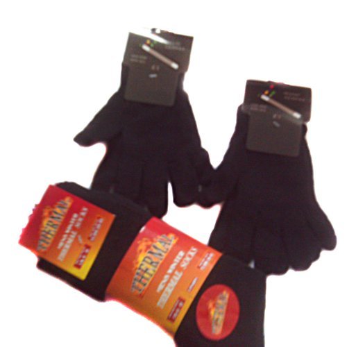 2 Pairs magic gloves, 3 black thermal socks