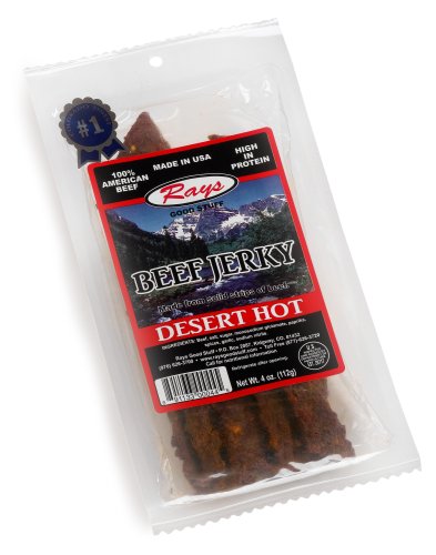 Rays Good Stuff Beef Jerky, Desert Hot, 4-Ounce Packages (Pack of 3) by Rays Good Stuff