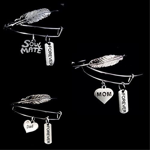 Forever Charmed Guardian Angel Silver Feather Bangle