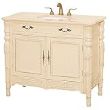 Hartford 42 Antique Bathroom Vanity - Antique White w/ Ivory Marble Marble Countertop