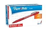 Paper Mate Profile Stick Ballpoint Pens, 12 Red Ink Pens (70603)