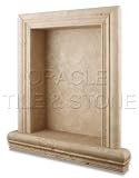 Light Walnut Travertine Hand-Made Honed Shampoo Niche / Shelf - LARGE