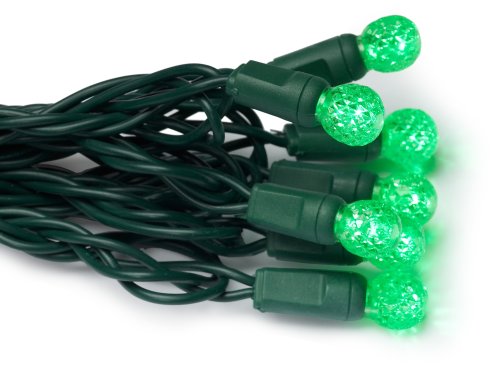 GKI/Bethlehem Lighting 35-Light Faceted Berry LED Light Set, Green Bulbs, Green Wire