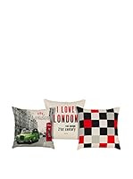 Apolena Set Funda De Cojín 3 Uds. (Gris/Multicolor)