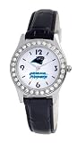 NFL Women's PA20017 Carolina Panthers Game Day Dazzler Black Leather Watch