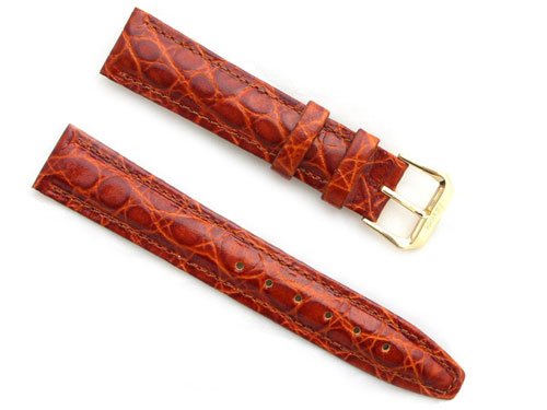 BANDA LEATHER WATCHBAND AFRICAN CROCODILE GRAIN LEATHER WATCH BAND WITH STAINLESS BUCKLE DESIGN-REAL ITALIAN CALF LEATHER-12 mm CHESTNUT COLOR