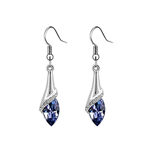 Aokdis (TM) Hot Womens Lady Crystal Marquise Cut Teardrop Wedding Earrings Gift (purple)