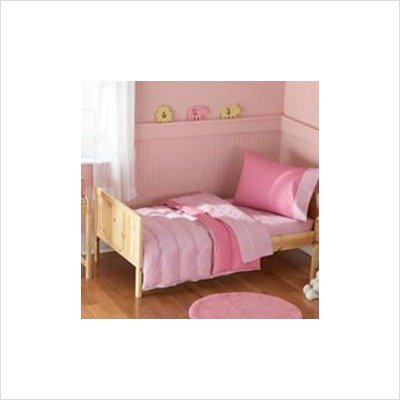 Toddler Bedding- 4 Piece Toddler Bed Set Lt. Pink / Dark Pink