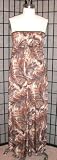APSARA Bakari Maxi Tube Silk Dress in Angels Tan Print