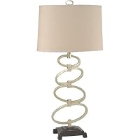 Royce Lighting Bob Mackie Style 1-Light Table Lamp, Burnished Silver Finish with White Shade