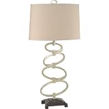 Royce Lighting Bob Mackie Style 1-Light Table Lamp, Burnished Silver Finish with White Shade