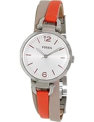 Fossil Watches, Womens Georgia Three Hand Leather Watch White And Coral