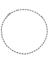 Natural Blue Sapphire Beads Chain Necklace Silver Handmade Jewelry