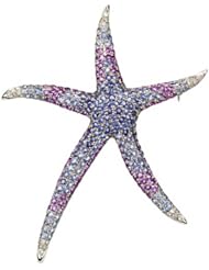 14K White Gold Multi-Gemstone and Diamond Starfish Brooch -- LIFETIME WARRANTY