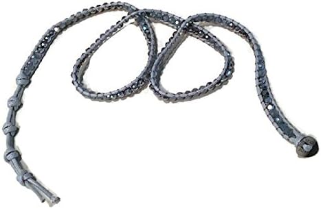 Triple Wrap Bracelet - Beautiful Aurora Borealis Effect Faceted Beads on Gray Cording