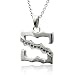 Men'sSterling Silver Alphabet Initial S Black Diamond Pendant Necklace - 0.08 carat