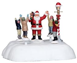 Lemax Christmas Village Battery Operated Hooray for Santa Table Piece #04241