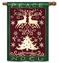 Christmas Silhouette Winter House Flag