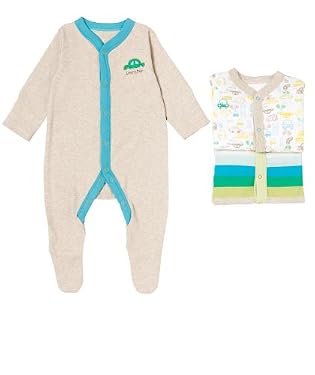 Boys Green Cars Sleepsuits - 3pk