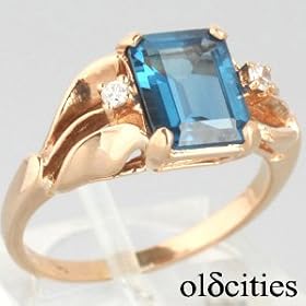 10K Yellow Gold London Blue Topaz and Cubic Zirconia Ring - OldCities Estate... by