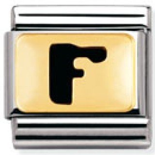Nomination Composable Classic SCHWARZE BUCHSTABEN Edelstahl und 18K-Gold (F) 030264 Preisvergleich