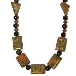 Obsidian Necklace 06 Beaded Unakite Black Green Pink Gemstone Crystal Healing Reiki Energy 22