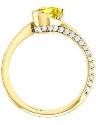 18K Yellow Gold 7.00x5.00mm Oval Cut Yellow Sapphire and Diamond Ring -- LIFETIME WARRANTY