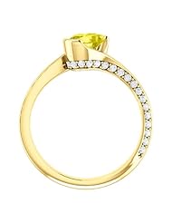 10K Yellow Gold 7.00x5.00mm Oval Cut Yellow Sapphire and Diamond Ring -- LIFETIME WARRANTY