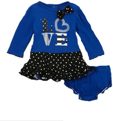 Baby Glam Baby Girl's Dress & Diaper Cover (0-3M, Blue)