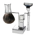 Sleek And Stylish Contemporary Shaving Set In Mirror Chrome
